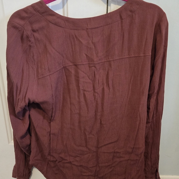 a.n.a Women's Burgundy Drape Blouse - Picture 2 of 3